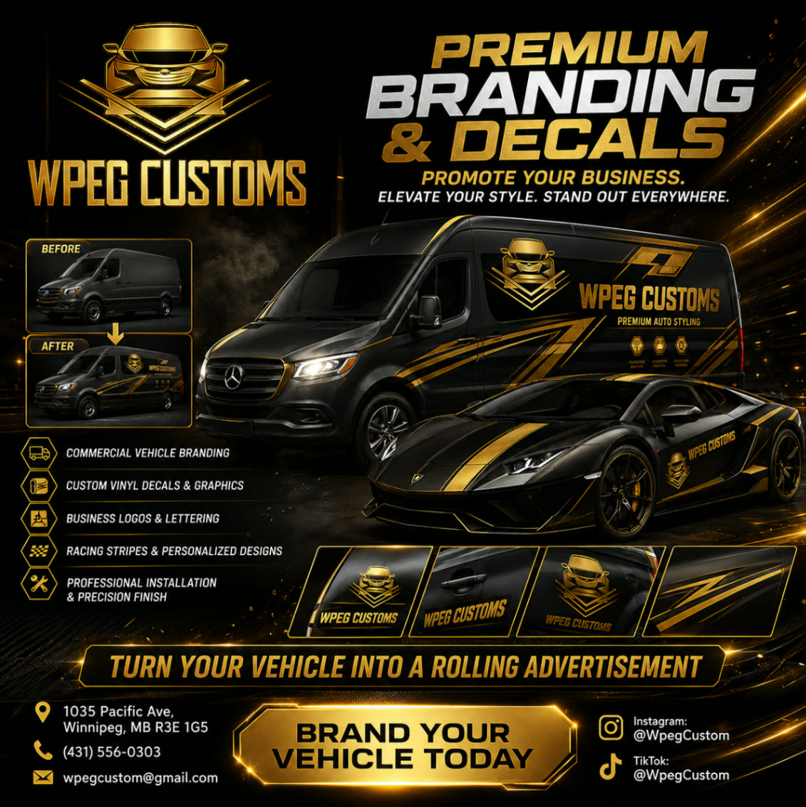WPEG Customs branding and decals service in Winnipeg Commercial vehicle branding and vinyl decals installed by WPEG Customs in Winnipeg.