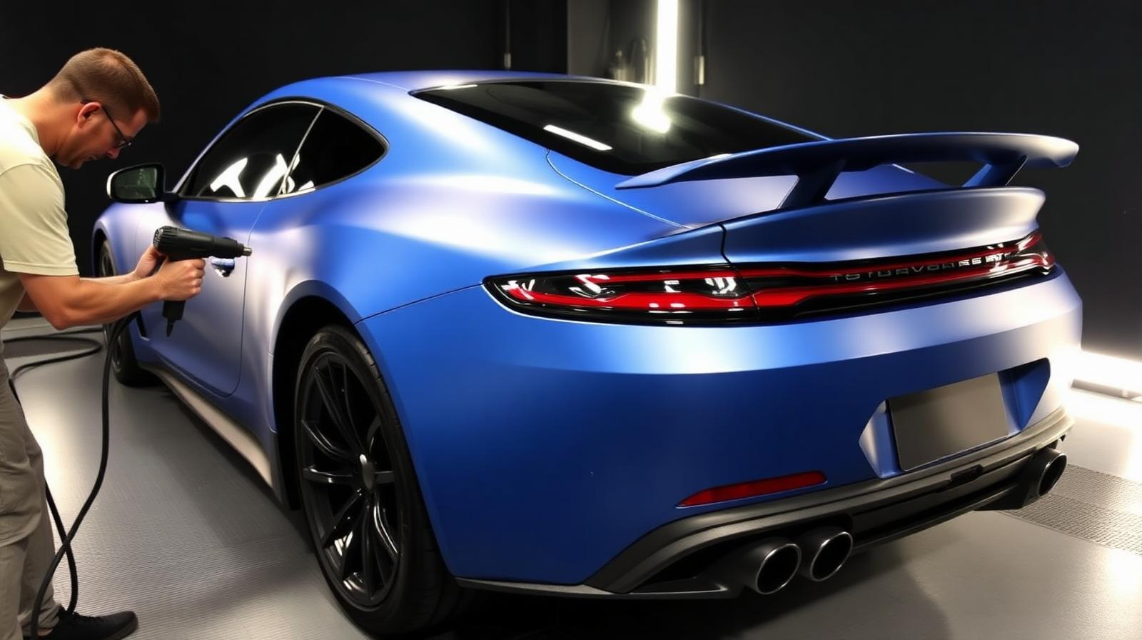 Custom colour-change vinyl wrap being installed on a coupe at WPEG Customs Winnipeg.
