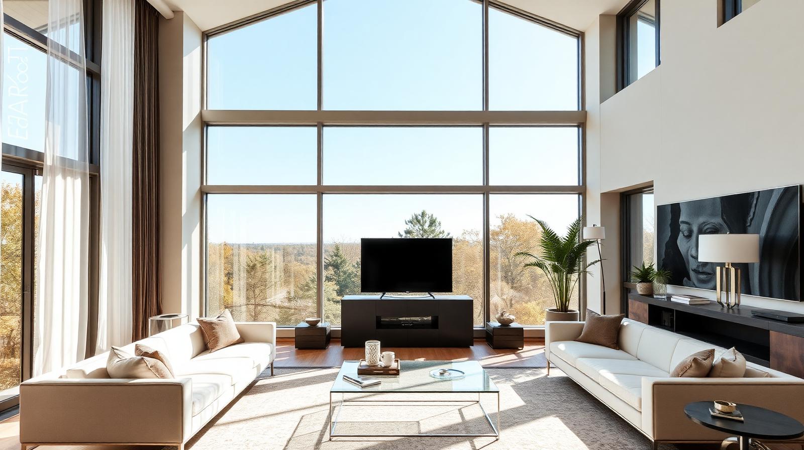 Residential window film being installed on a large picture window in a Winnipeg home.