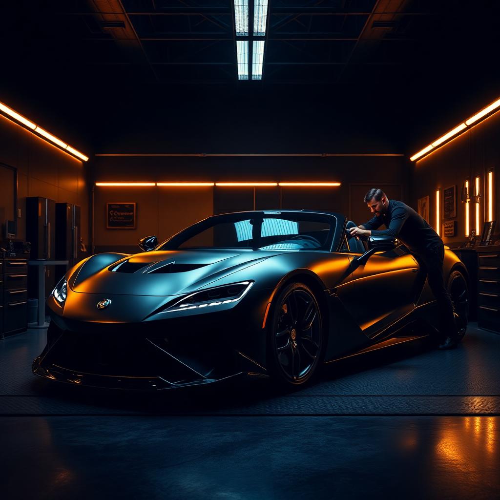 WPG Custom: Winnipeg's Trusted Destination for Premium Vehicle Customization WPG Custom shop in Winnipeg — matte black luxury sports car being detailed and wrapped inside the WPEG Customs studio